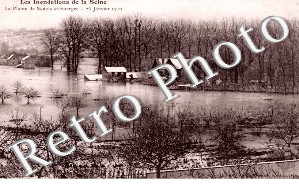 les Inondations de la Seine, la Plaine de Samois submergee