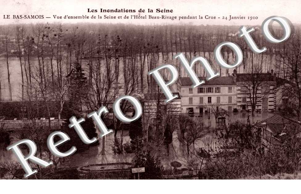 Bas-Samois, les Inondations de la Seine, Vue d'Ensemble de la Seine et de l'Hotel Beau-Rivage