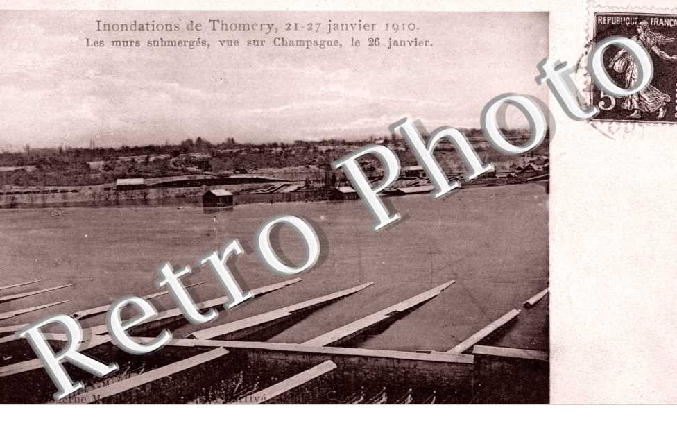 Inondations de Thomery janvier 1910, les murs submerges