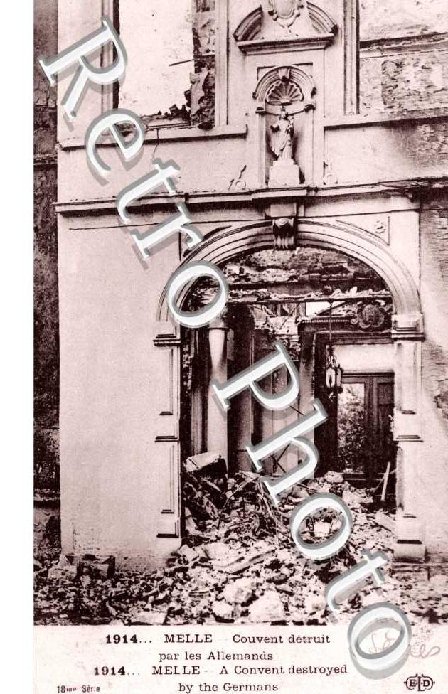 Couvent detruit pas les allemands; 1914