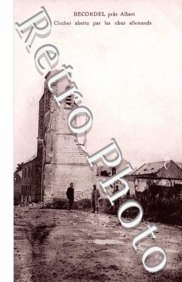 Clocher abattu par les obus allemands