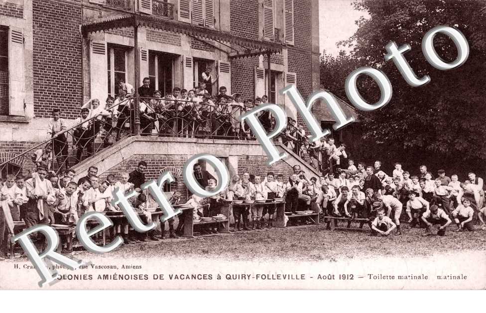 Colonies Amienoises de Vacances, Toilette Matinale - Quiry Folleville - Août 1912
