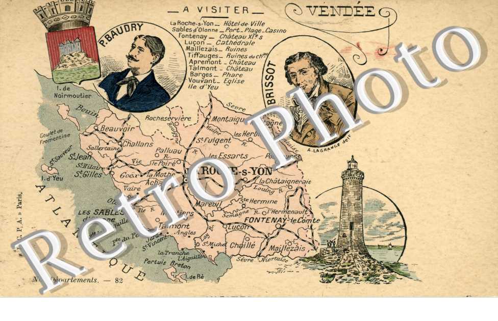 "A visiter, Vendee", Carte geographique de la Vendee