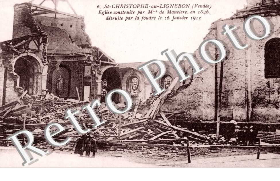Eglise detruite par la foudre 16 janvier 1913
