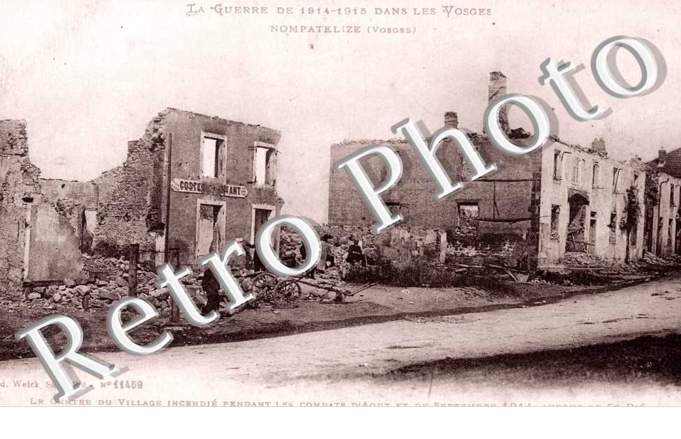 Centre du village incendie pendant les Combats 1914