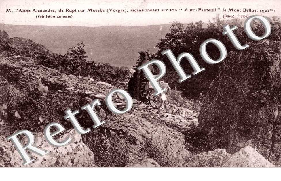 M L'Abbe Alexandre sur son " auto-fauteuil "' Le Mont Belluet