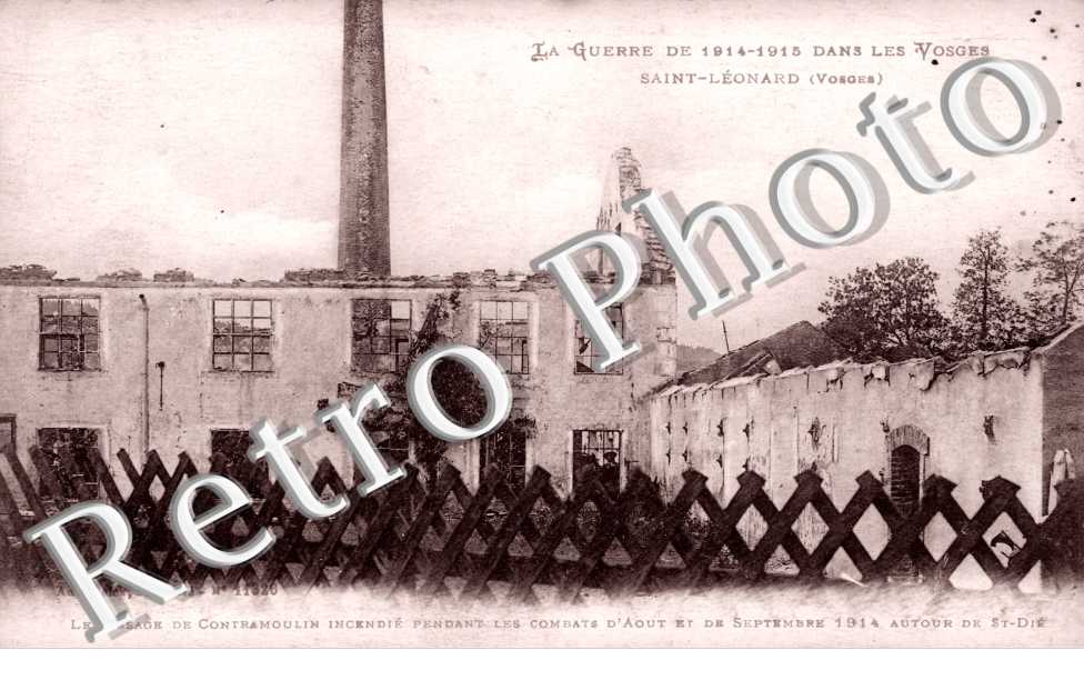 Guerre 1914-1915 - tissage de Contramoulin incendie pendant les combats