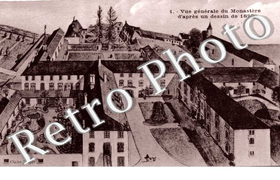 Vue generale du monastere - carte style dessin