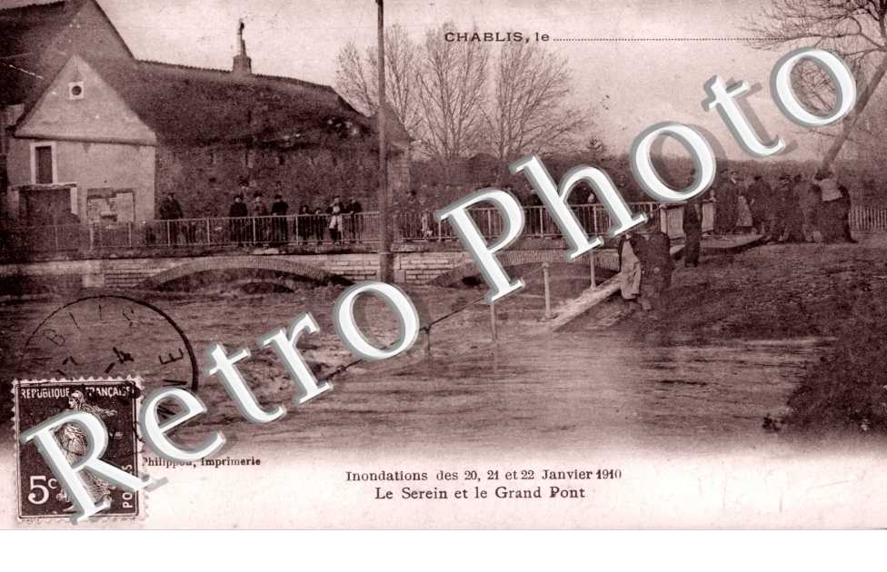 Inondations des 20, 21, 22 janvier 1910, le Serein et le Grand Pont