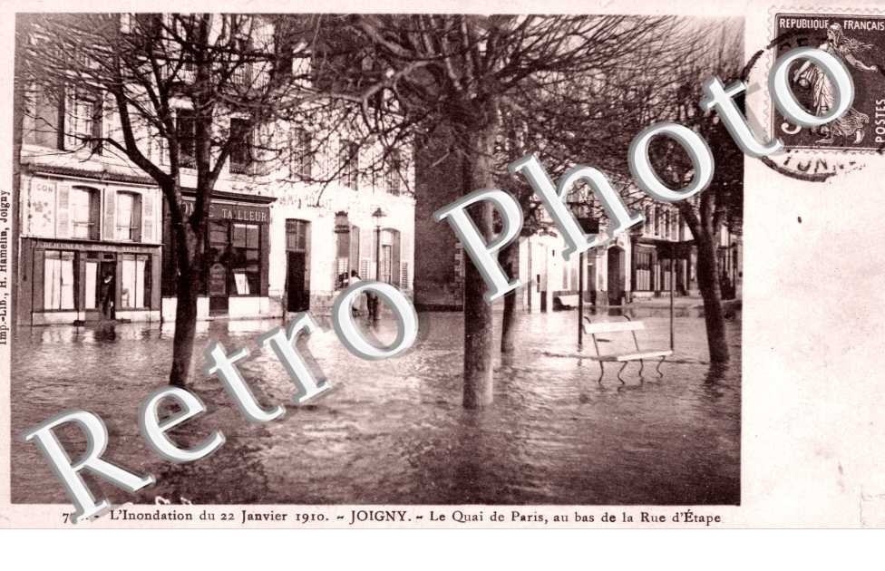 l'Inondation du 22 janvier 1910, le Quai de Paris, au bas la Rue d'Etape