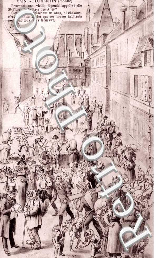 Dessin de Saint-Florentin et de ses habitants