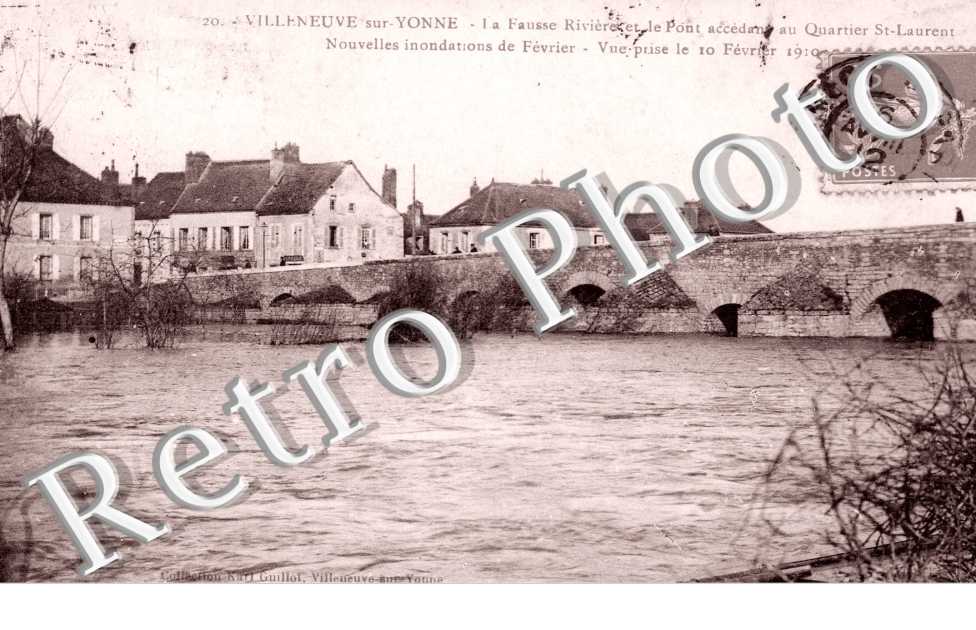 La Riviere et le Pont qu Quartier Laurent, inondations fevrier 1910
