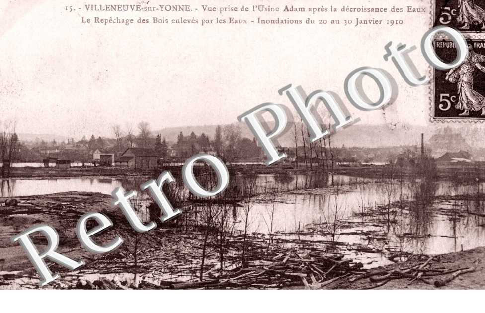Inondations janvier 1910, vue prise de l'Usine Adam