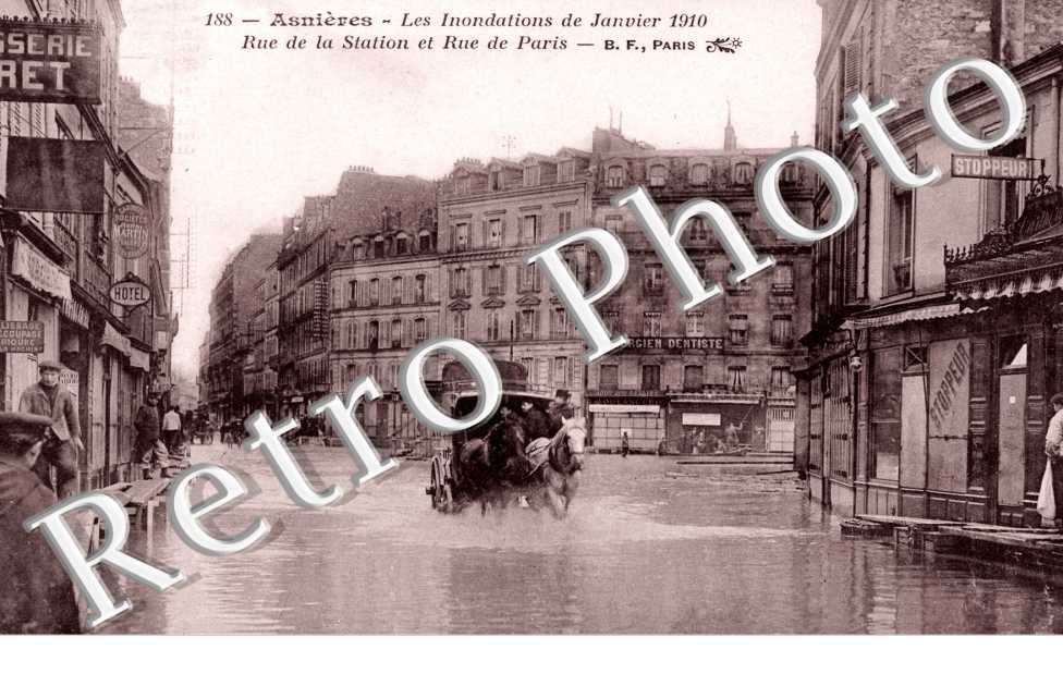 Inondations 1910, Rue de la Station et Rue de Paris