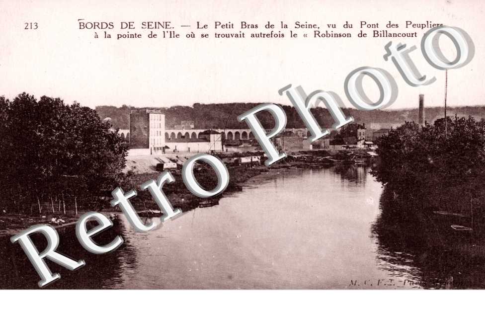 Le Petit Bras de la Seine, vu du Pont des Peupliers a la pointe de l'Ile