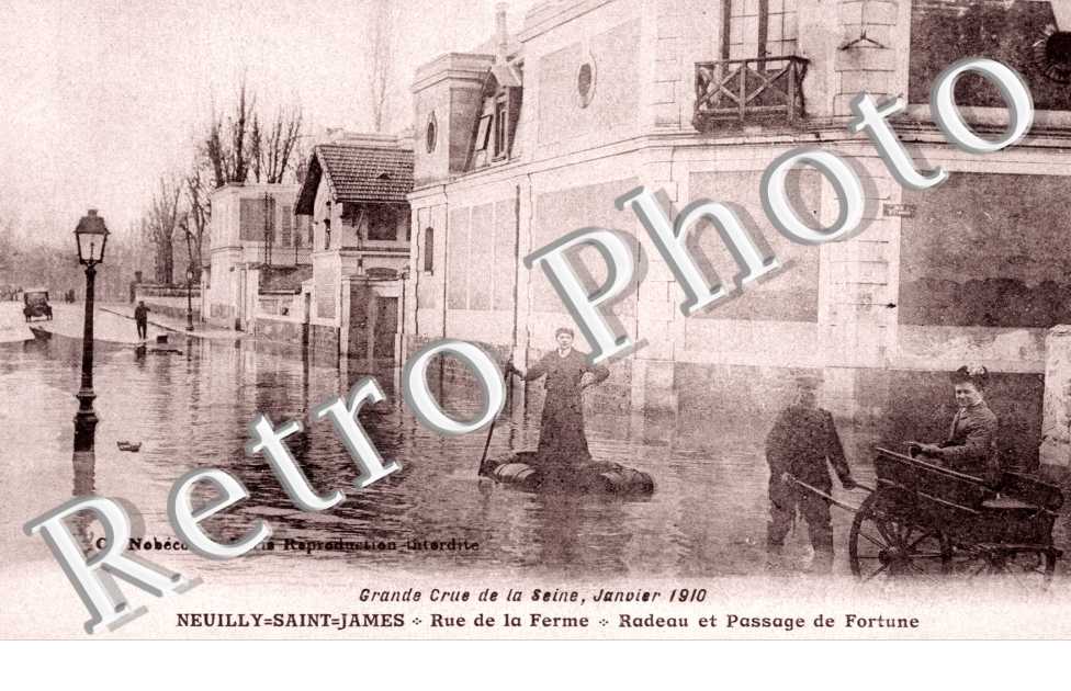 Rue de la Ferme, Radeau et Passage de Fortune, Crue de la Seine, 1910