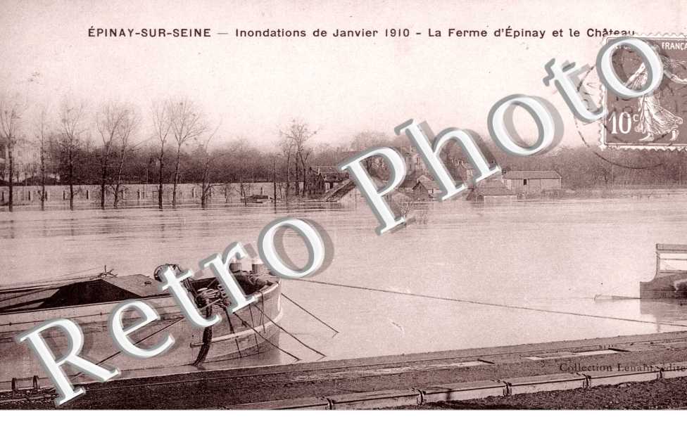 Inondation ded janvier 1910 - La ferme d'Epinay et le chateau