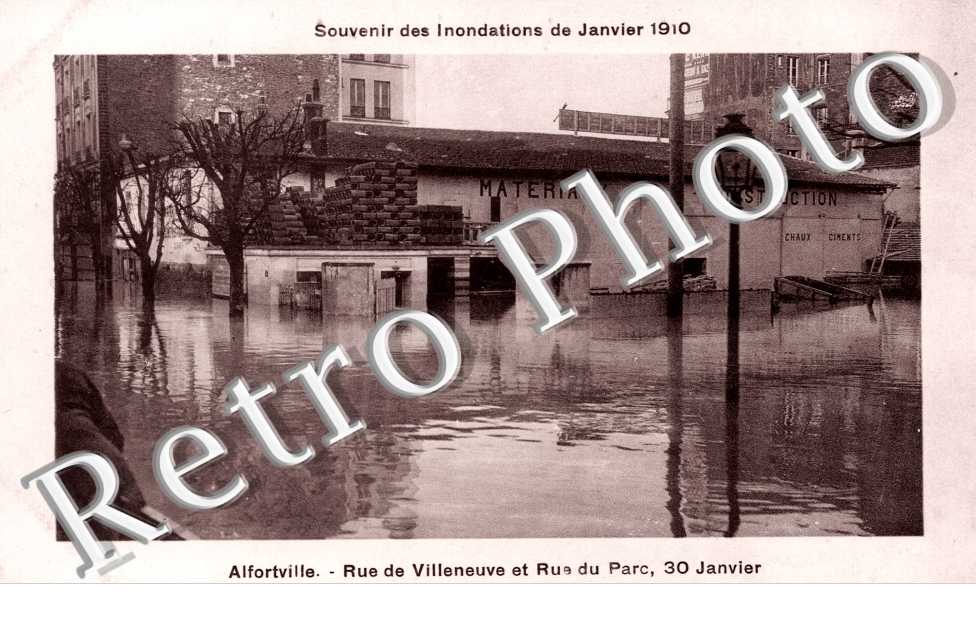 Inondations de 1910, Rue de Villeneuve et Rue du Parc