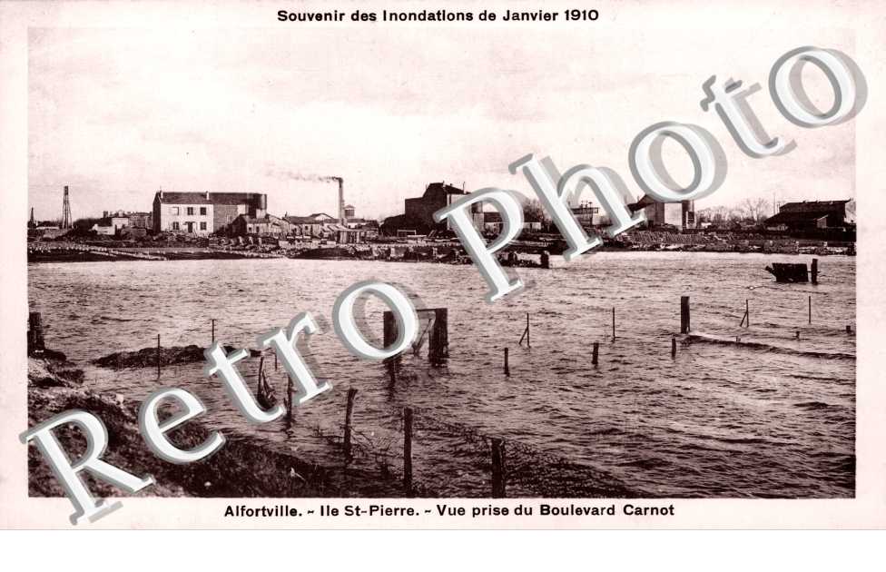 Inondations de 1910, Ile Saint Pierre, Vue prise du Boulevard Carnot