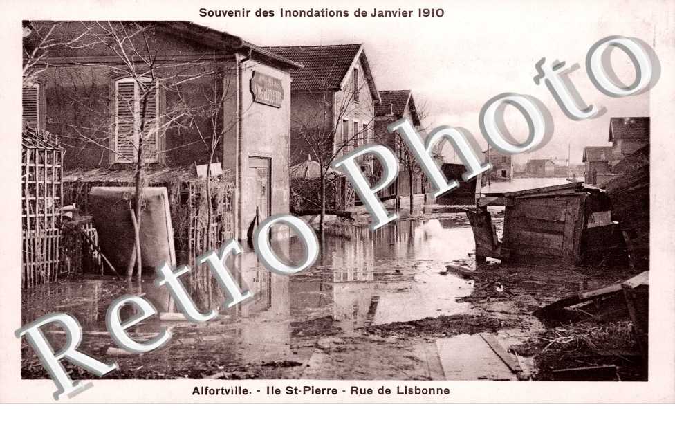 Inondations de 1910, Ile Saint Pierre, Rue de Lisbonne