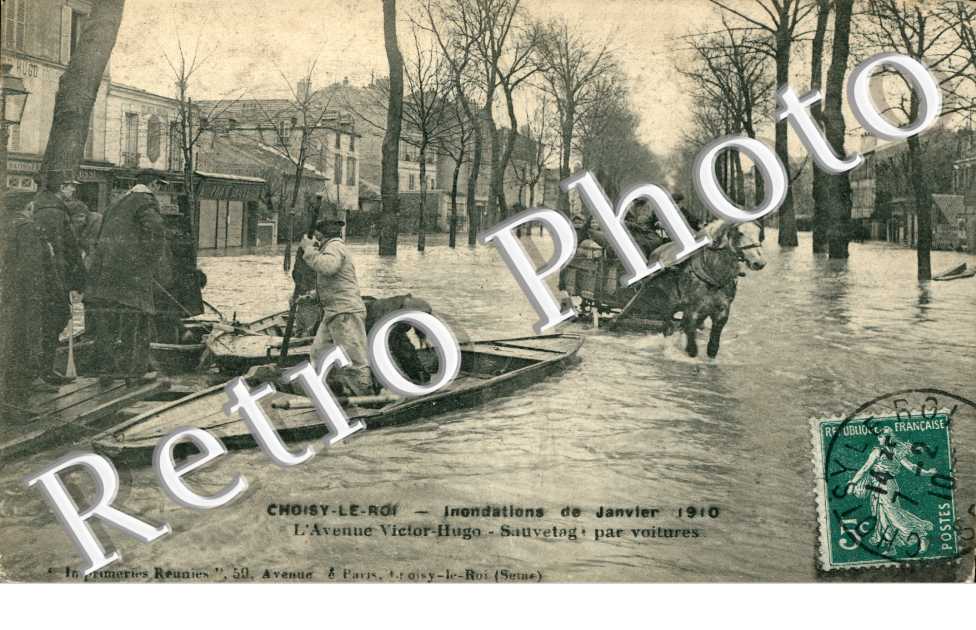 Inondations 1910, Avenue Victor Hugo, Sauvetage par voiture