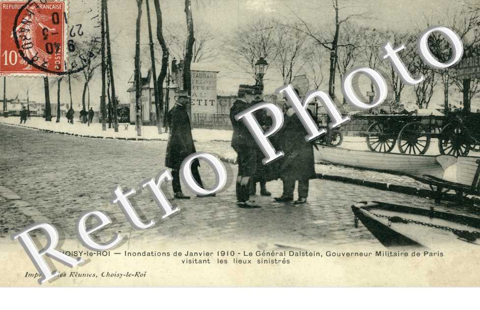 Inondations 1910, General Dalstein visitant les sinistres