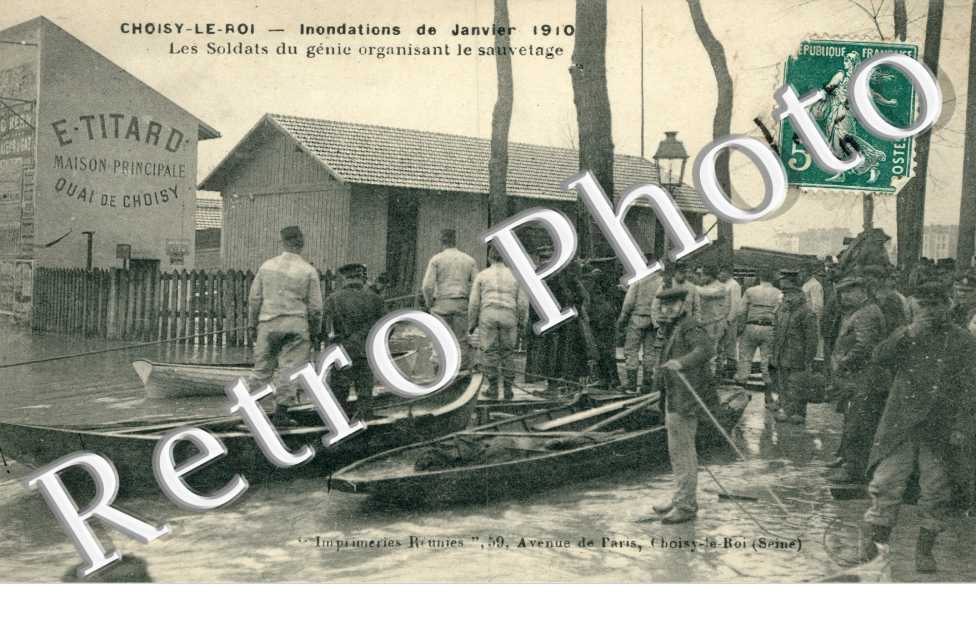 Inondations 1910, Soldats du genie organisant le sauvetage