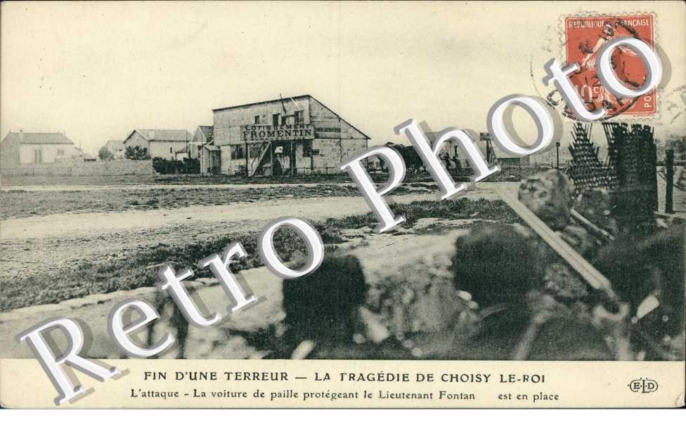 Bonnot la tragedie de Choisy L'attaque, la voiture de paille protegeant le Lieutenant Fontan