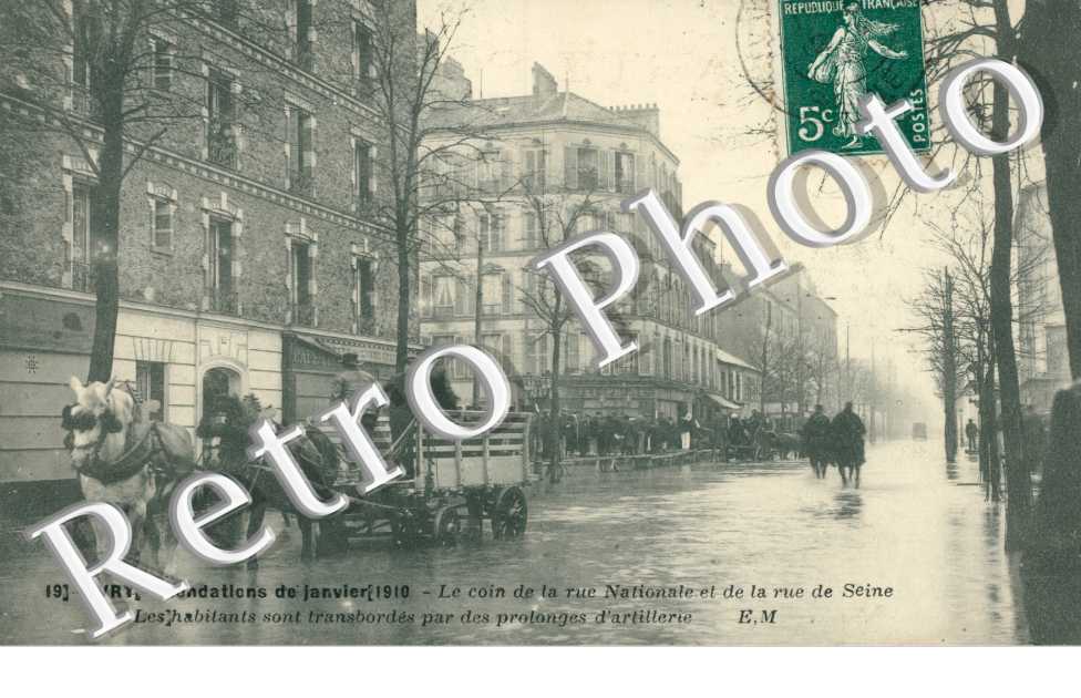 Inondations 1910, Rue Nationale et Rue de la Seine