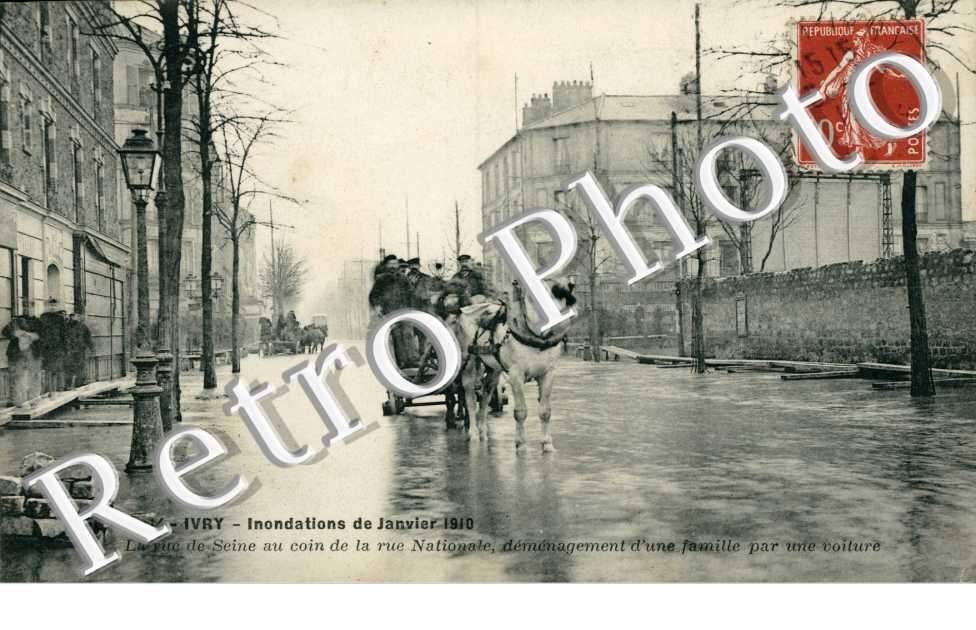 Inondations 1910, Rue Nationale et Rue de la Seine