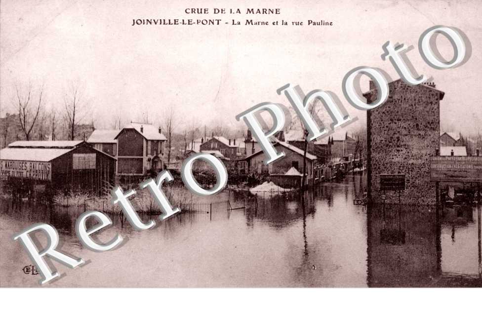 Inondations janvier 1910  La Marne et la rue Pauline