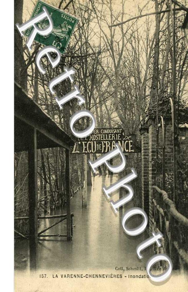 La passerelle de Créteil à la décrue de la Marne 1910