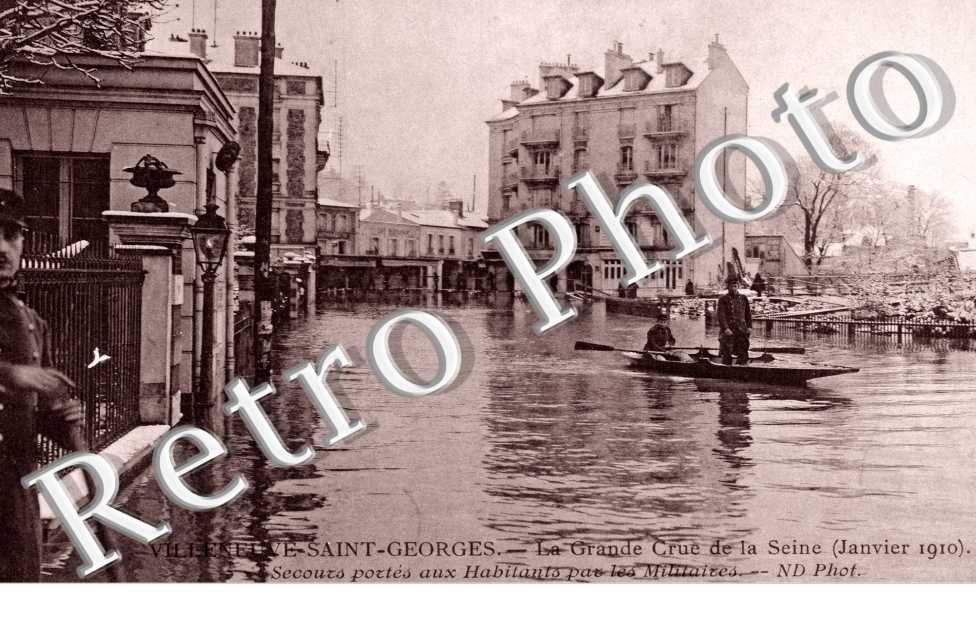 Crue de la Seine 1910, secours portes aux habitants par les militaires