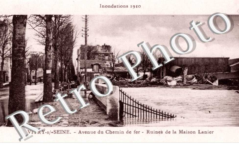 Inondation 1910 - avenue du chemin de fer - ruines de la maison Lanier