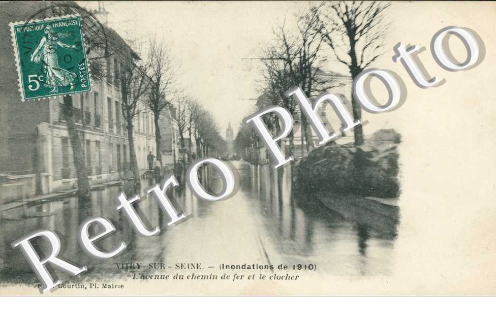 Inondations de 1910, Avenue du Chemin de Fer et le Clocher