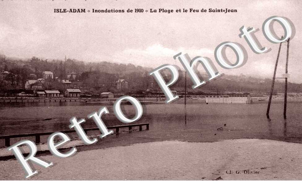 Inondations 1910 La plage et le feu de Saint Jean