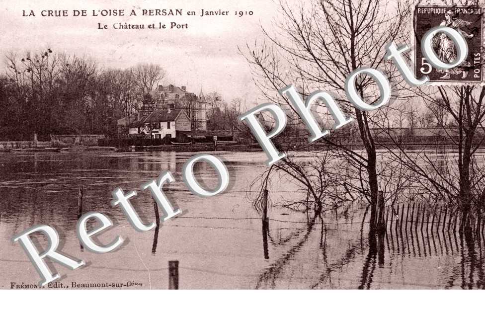 Crue de l'Oise en 1910, le Chateau et le Port