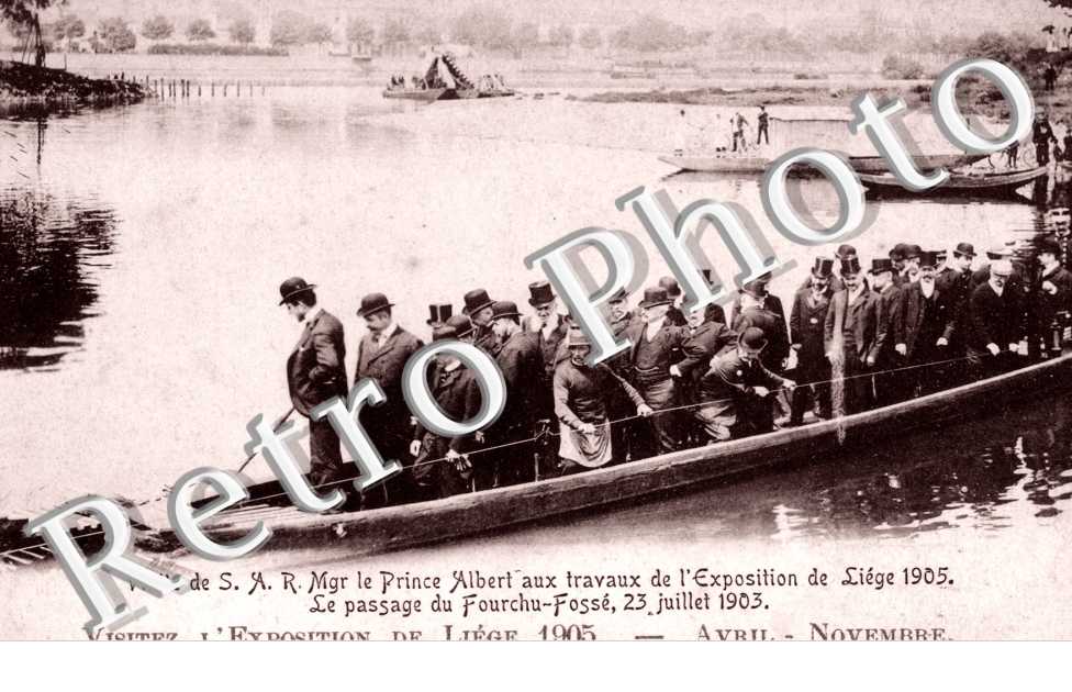 Le Prince Albert aux travaux de l'exposition de Liege 1905 Le passagd du Fourchu-Fosse, 23 juillet 1905