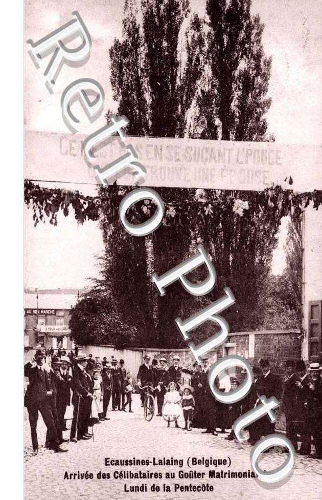 Ecaussines-Lalaing. Souvenir du 6eme Gouter Matrimonial, Arrivee des Celibataires
