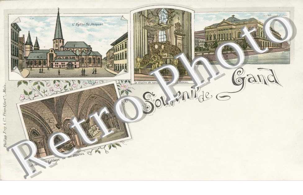 Souvenir de Gand L'eglise saint-Jacques Les ruines de l'Abbaye de  Saint Bayon