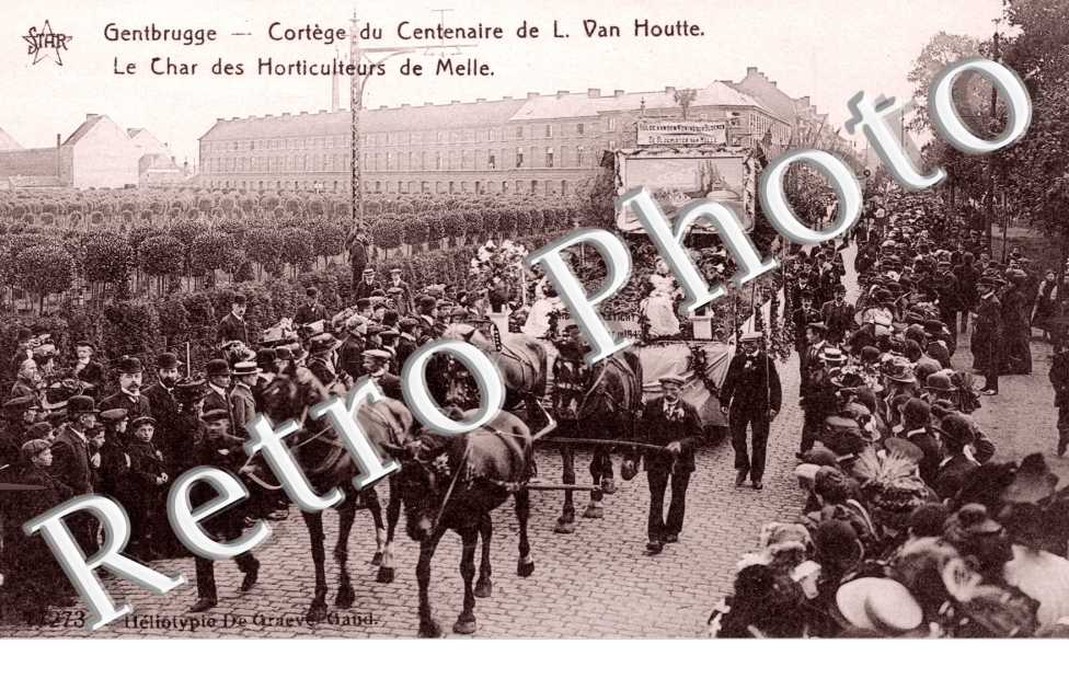 cortege du centenaire de L.Van Houtte, le char des horticulteurs de Melle