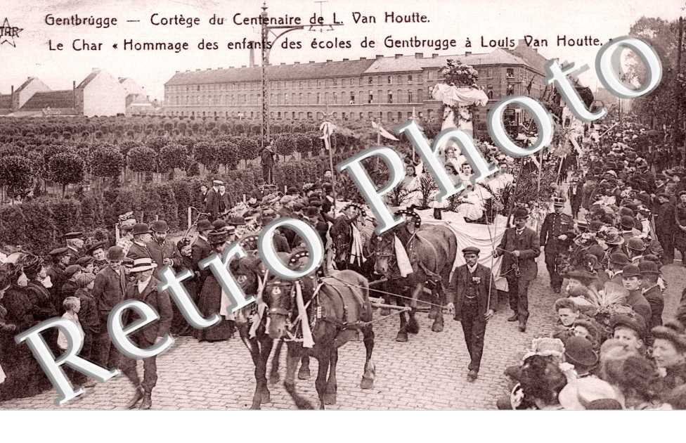 cortege du centenaire de L.Van Houtte, le char " hommage des enfants des ecoles de Gentbrugge"