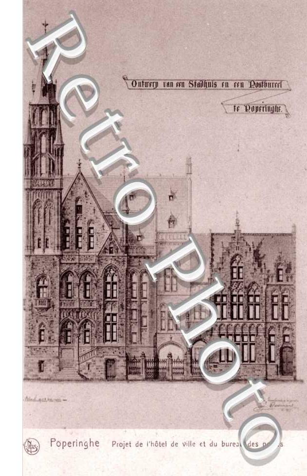 Projet de l'Hotel de Ville et du Bureau de Poste - Dessin