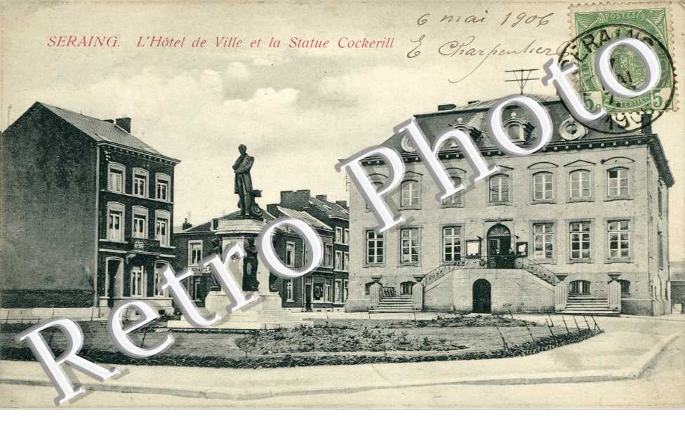 l'hotel de ville et la statue Cockerill