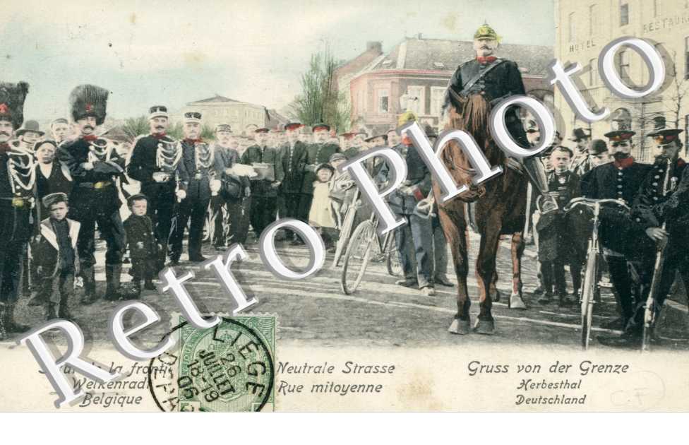 Salut de la Frontiere Rue mitoyenne Belgique Allemagne  - 1906
