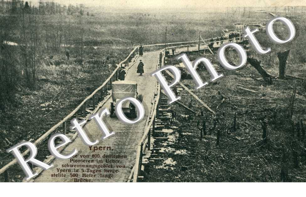 Ypern - un pont provisoire en 1915 - carte postale militaire allemande