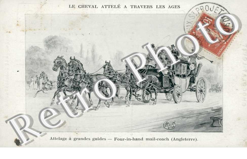 Attelage a grandes guides, Four-in-hand mail-coach