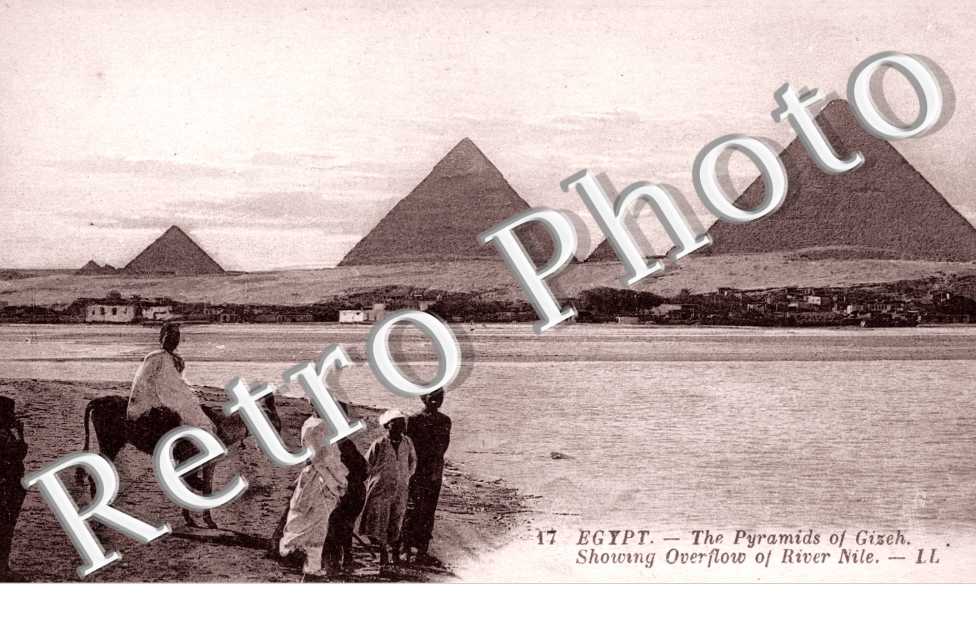 The Pyramids of Gizeh. Showing Overflow of River Nile
