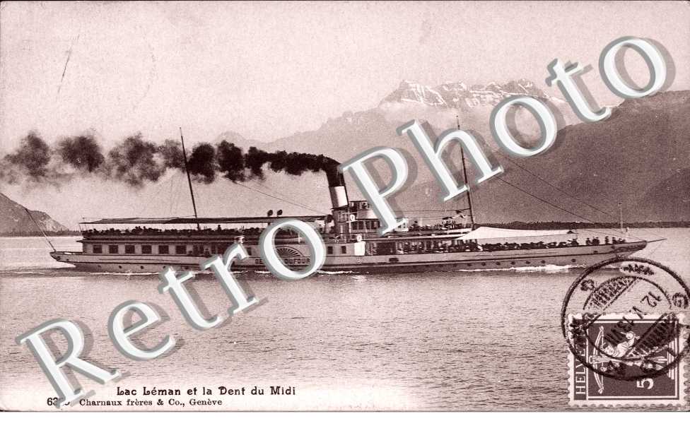  la dent du Midi, bateau, lac