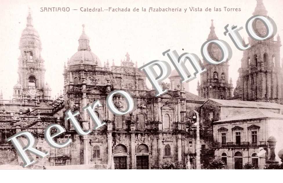 catedral, fachada de la azabacheria y vista de los torres